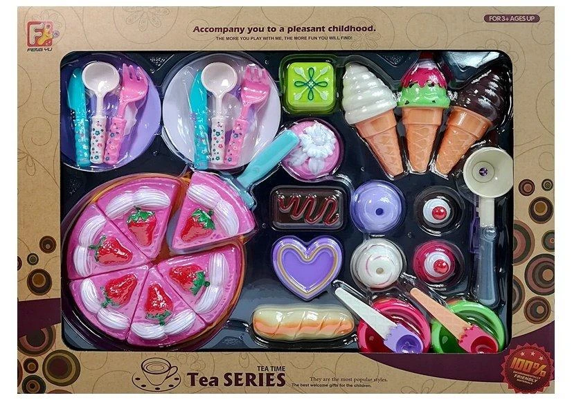 Lean Toys Žaislų rinkinys saldumynų vakarėliui su tortu ir ledais