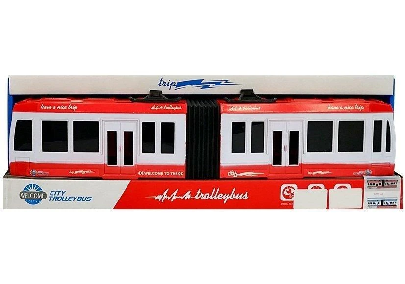 Šarnyrinis troleibusas su frikcine pavara Lean Toys, raudonas