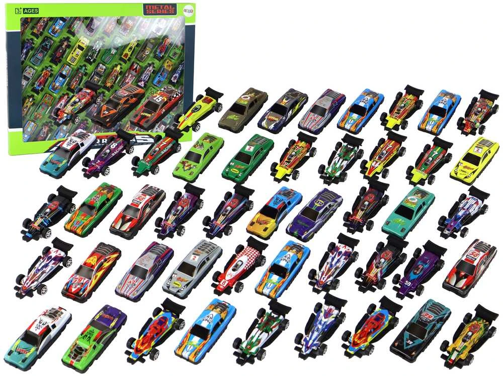 Žaislinių automobilių rinkinys Lean toys, 50 vnt.