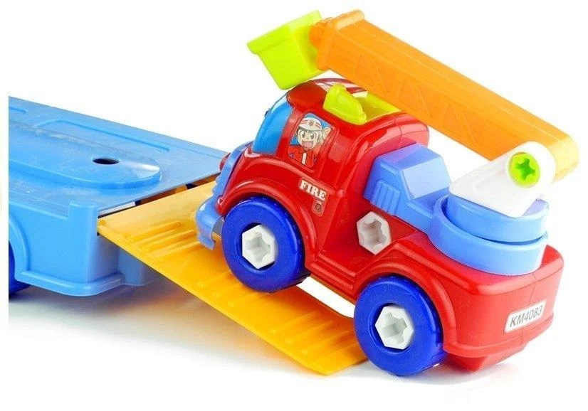 Lean Toys Vilkikas su automobiliukais ir aksesuarais
