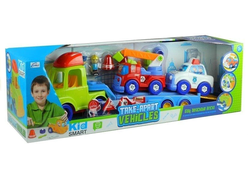 Lean Toys Vilkikas su automobiliukais ir aksesuarais