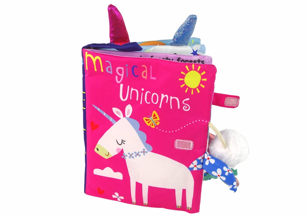 Książeczka Minkšta edukacinė knygelė vaikams su vienaragiais Lean Toys