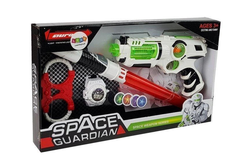Lean Toys Kosminio Kario Rinkinys su Lazeriniu Pistoletu ir Šviesos Kardu