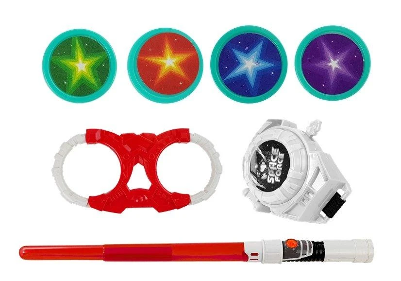 Lean Toys Kosminio Kario Rinkinys su Lazeriniu Pistoletu ir Šviesos Kardu