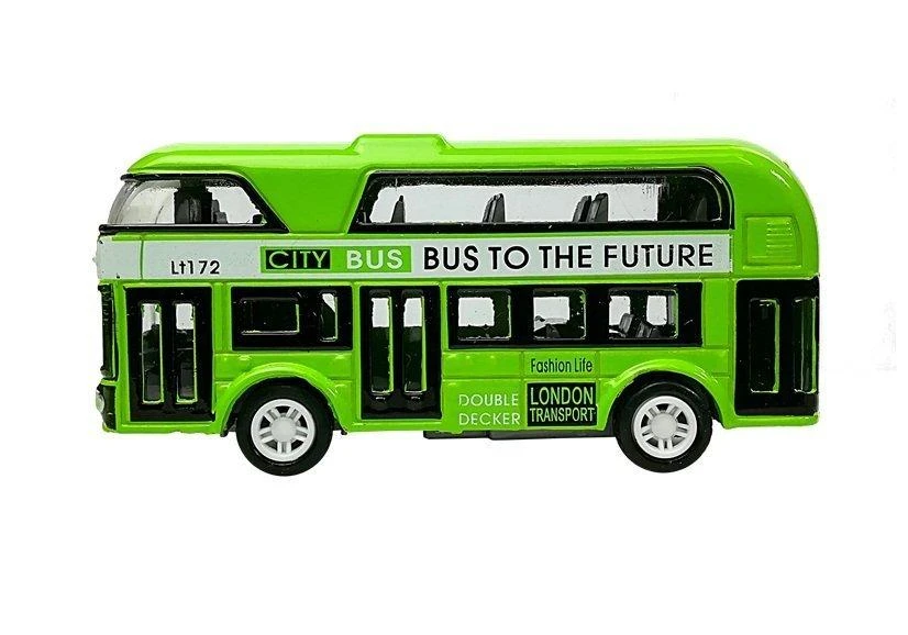Lean Toys Dviaukštis autobusas su traukimo mechanizmu