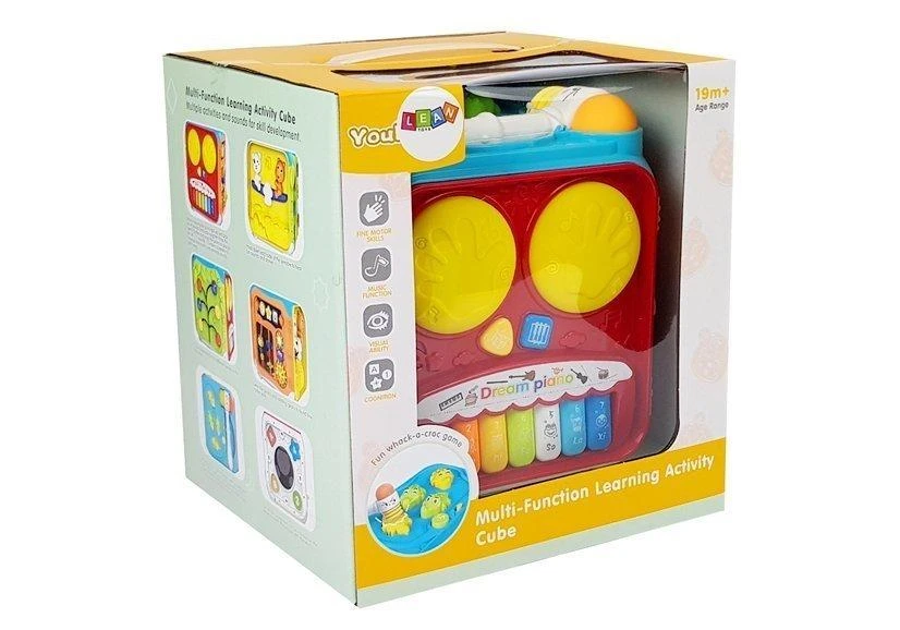 Lean Toys Interaktyvus lavinamasis kubas su plaktuku ir pianinu