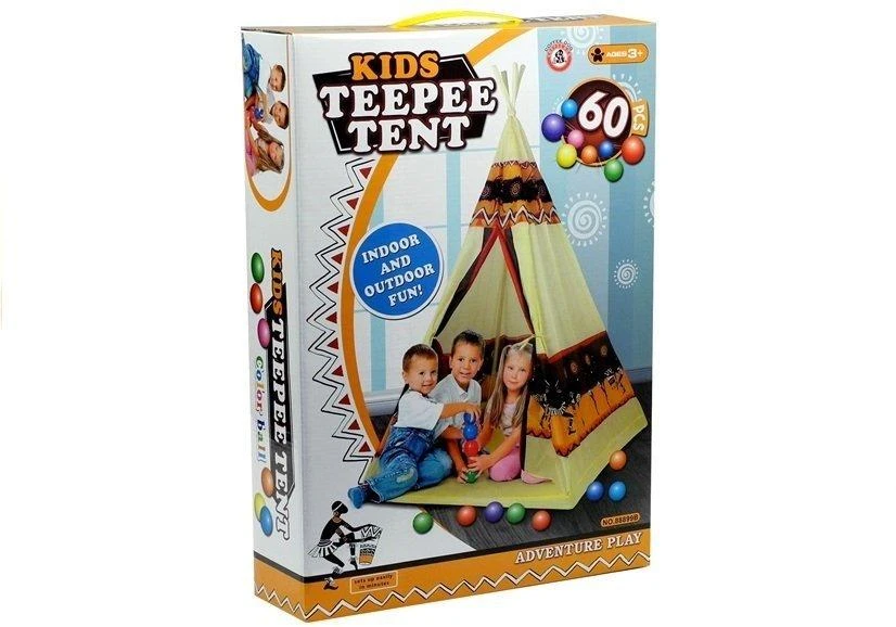 Lean Toys Tent Teepee Indian Tipi Žaidimų namelis + 60 kamuolių