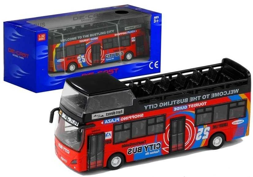 Žaislinis turistinis dviaukštis autobusas Lean Toys, 3 spalvos