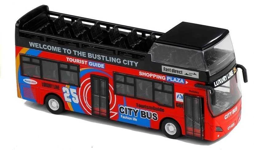 Žaislinis turistinis dviaukštis autobusas Lean Toys, 3 spalvos