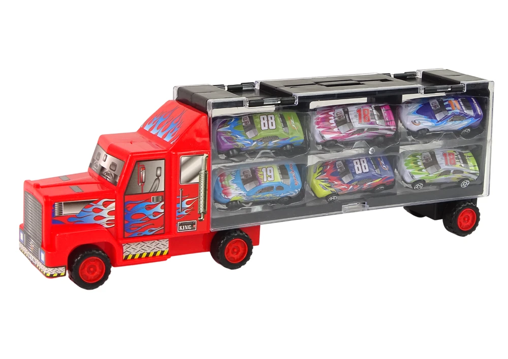 Lean Toys Sunkvežimis su automobiliukais, 12 vnt