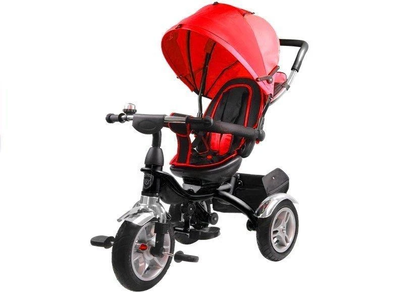 Lean Toys Triratis dviratukas su stogeliu PRO500, raudonas su juodu rėmu