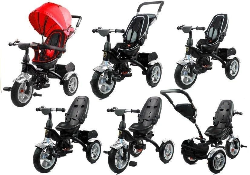 Lean Toys Triratis dviratukas su stogeliu PRO500, raudonas su juodu rėmu