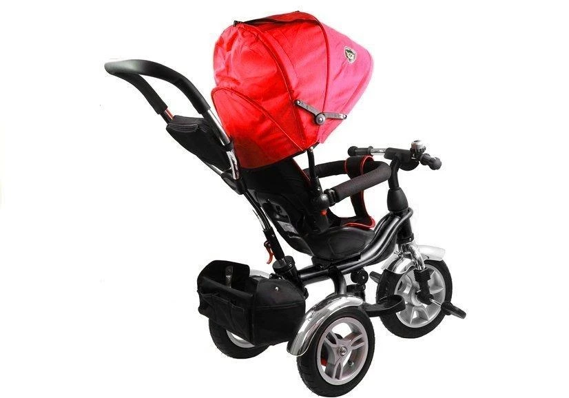 Lean Toys Triratis dviratukas su stogeliu PRO500, raudonas su juodu rėmu