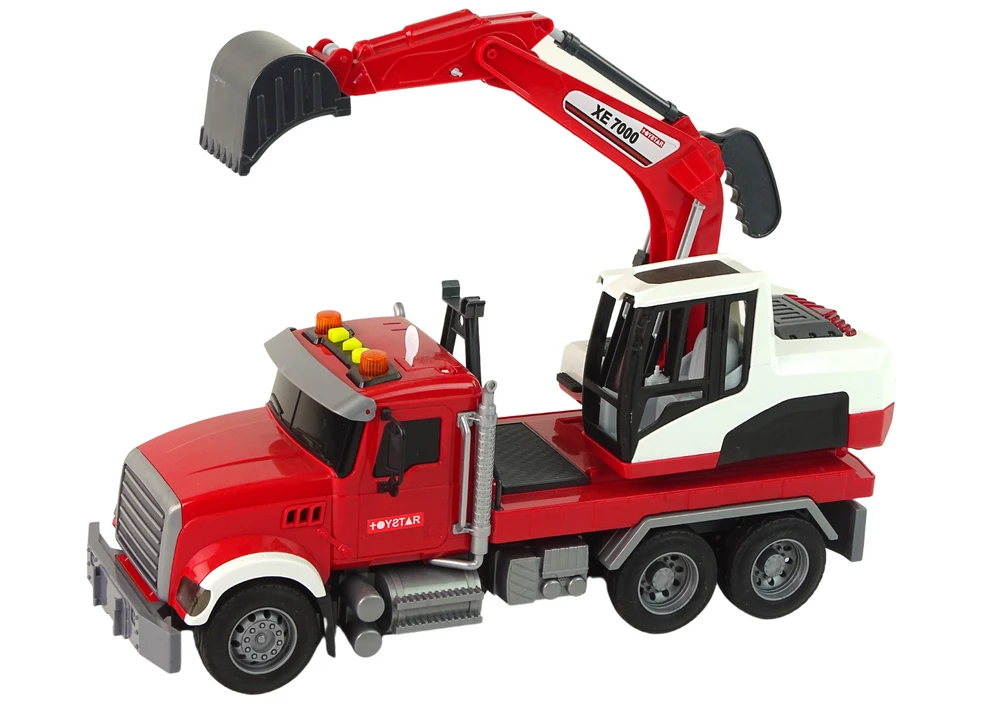 Lean Toys Žaislinis ekskavatorius su šviesos ir garso efektais LeanToys, raudonas