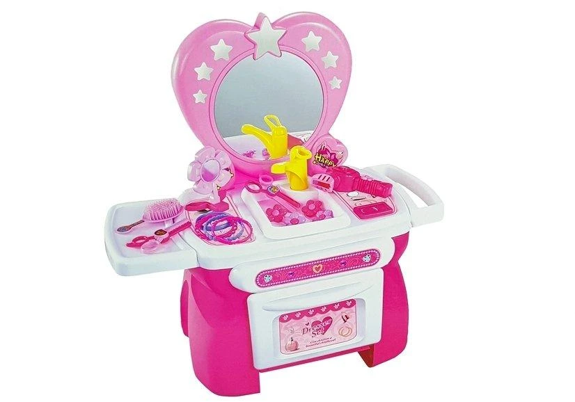 Grožio rinkinys mergaitėms Lean Toys Tualetinis staliukas su priedais, rožinis