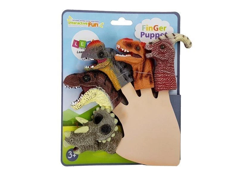 Lean Toys Guminės dinozaurų pirštų lėlės, 5 vnt.