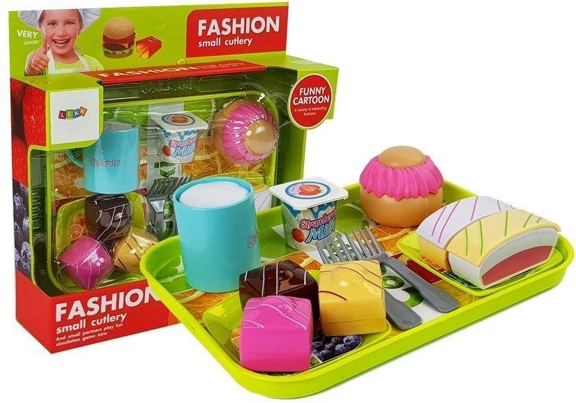 Lean Toys Žaislinis desertų rinkinys su padėklu