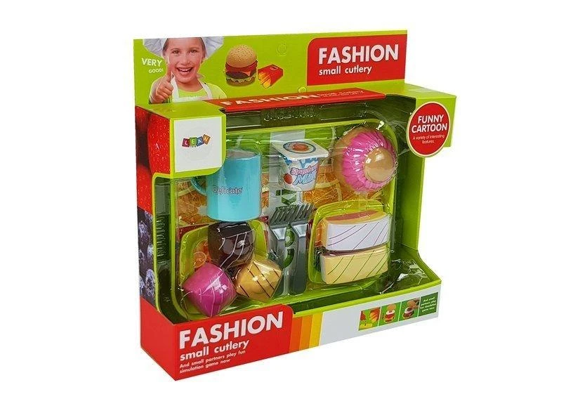 Lean Toys Žaislinis desertų rinkinys su padėklu