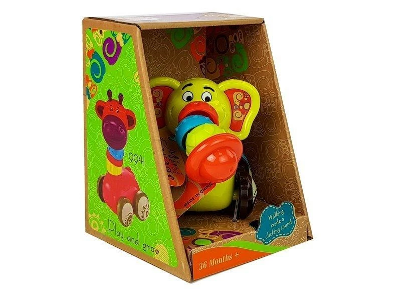 Samochodzik Žaislas vaikams Lean Toys Dramblys su lytėjimo funkcijomis