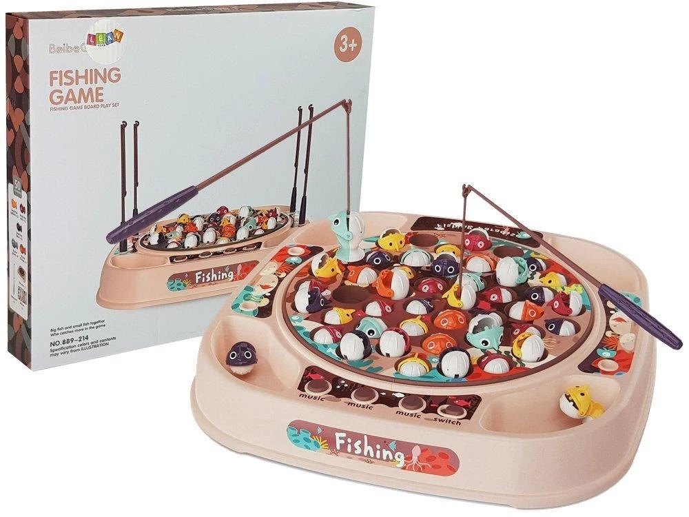 Lean Toys Šeimyninis žaidimas "Žvejyba", rožinis