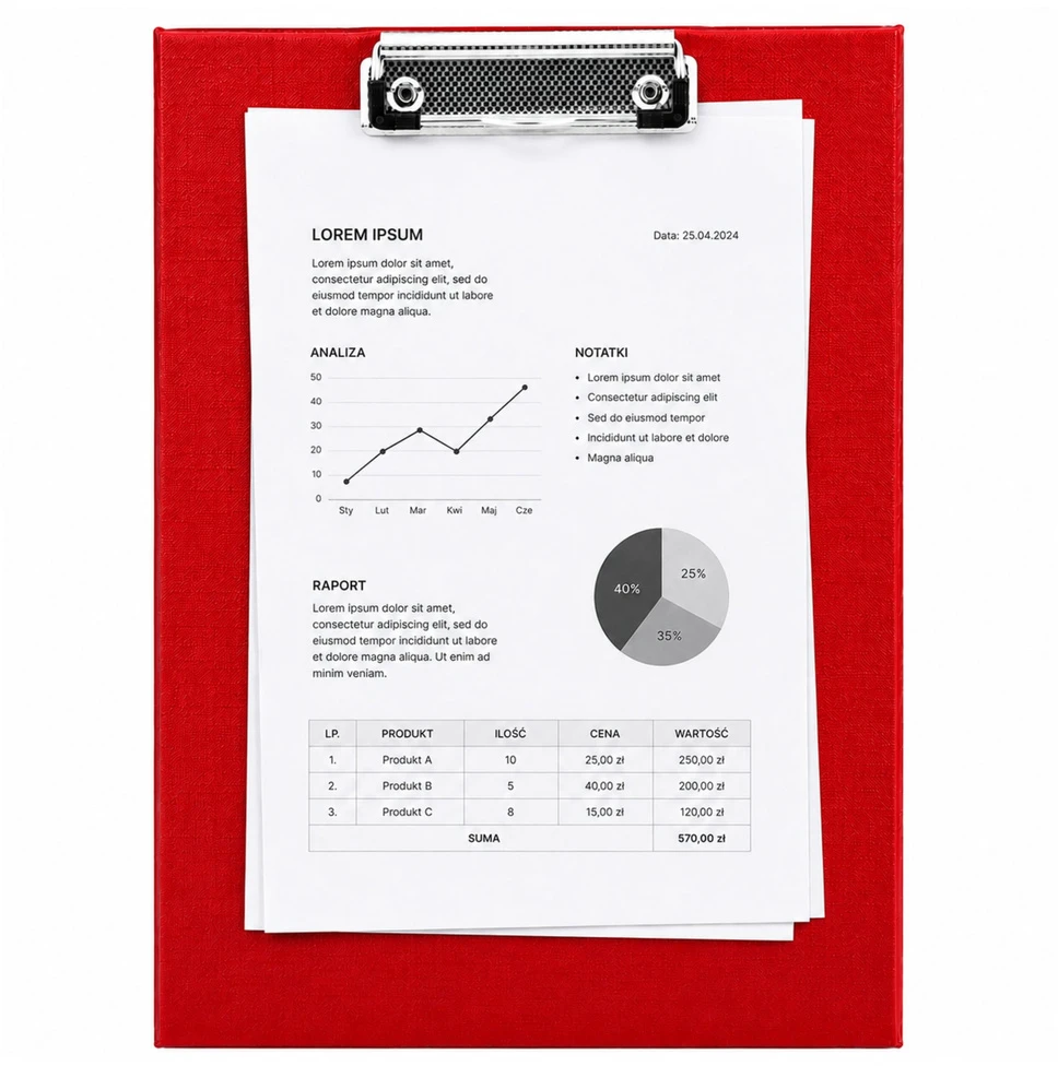 Lean Clipboard with Metal Clip for Writing A4 Raudona