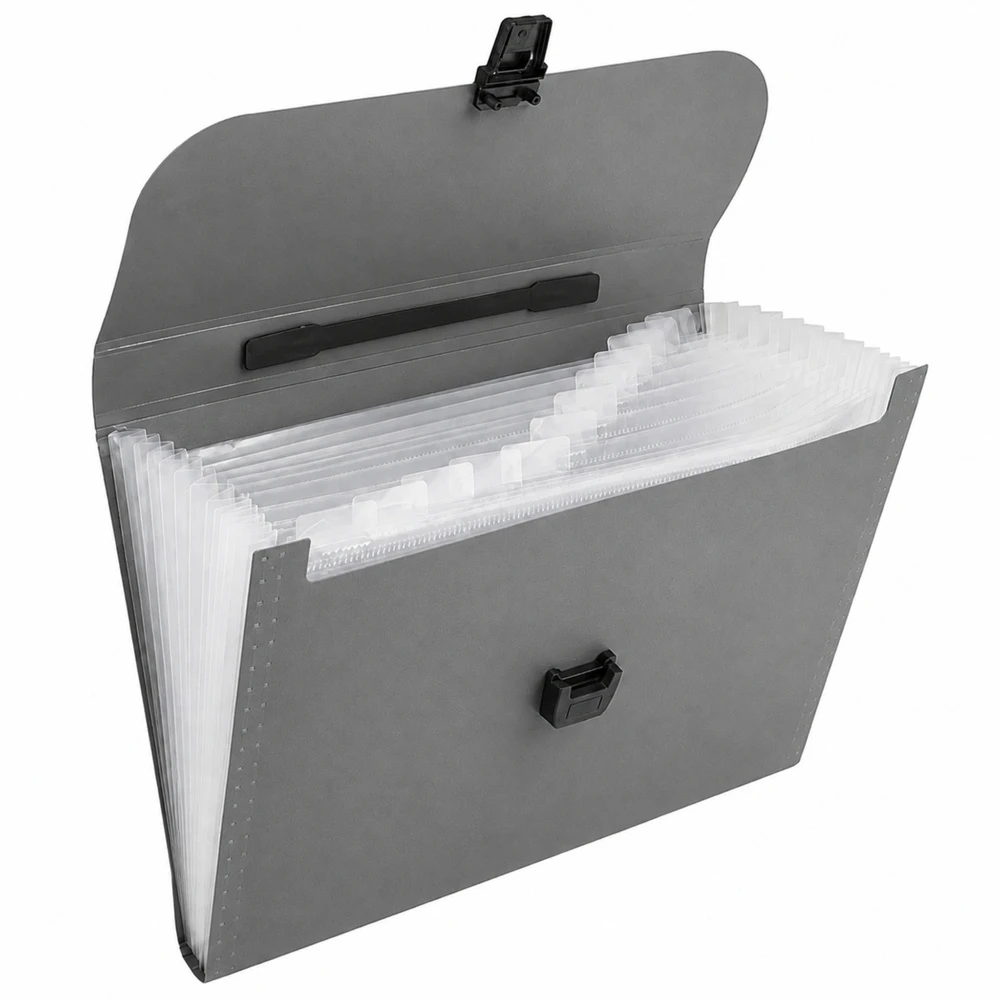 Lean Folder Folder Organizer for Documents, 13 Compartments, Gray, A4, Holder