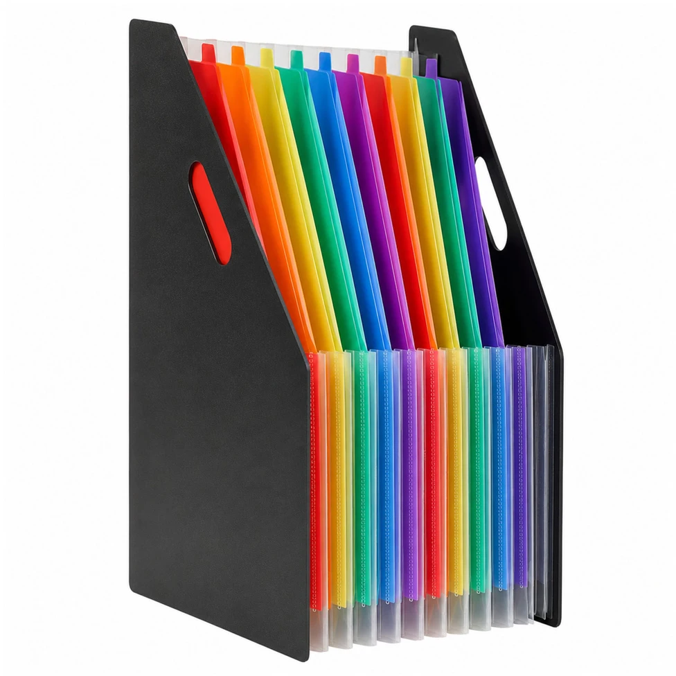 Lean Folder Organizer for Office Documents, 13 Compartments, A4, Juodas