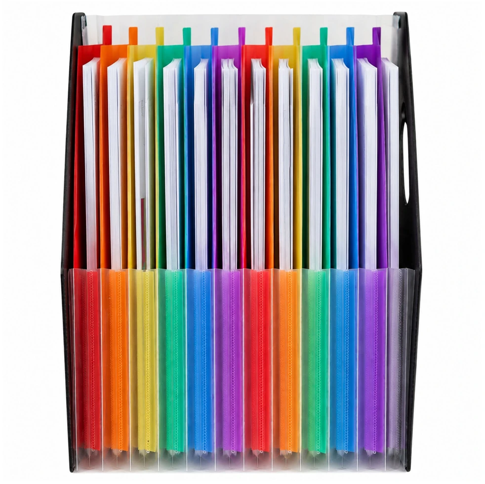 Lean Folder Organizer for Office Documents, 13 Compartments, A4, Juodas