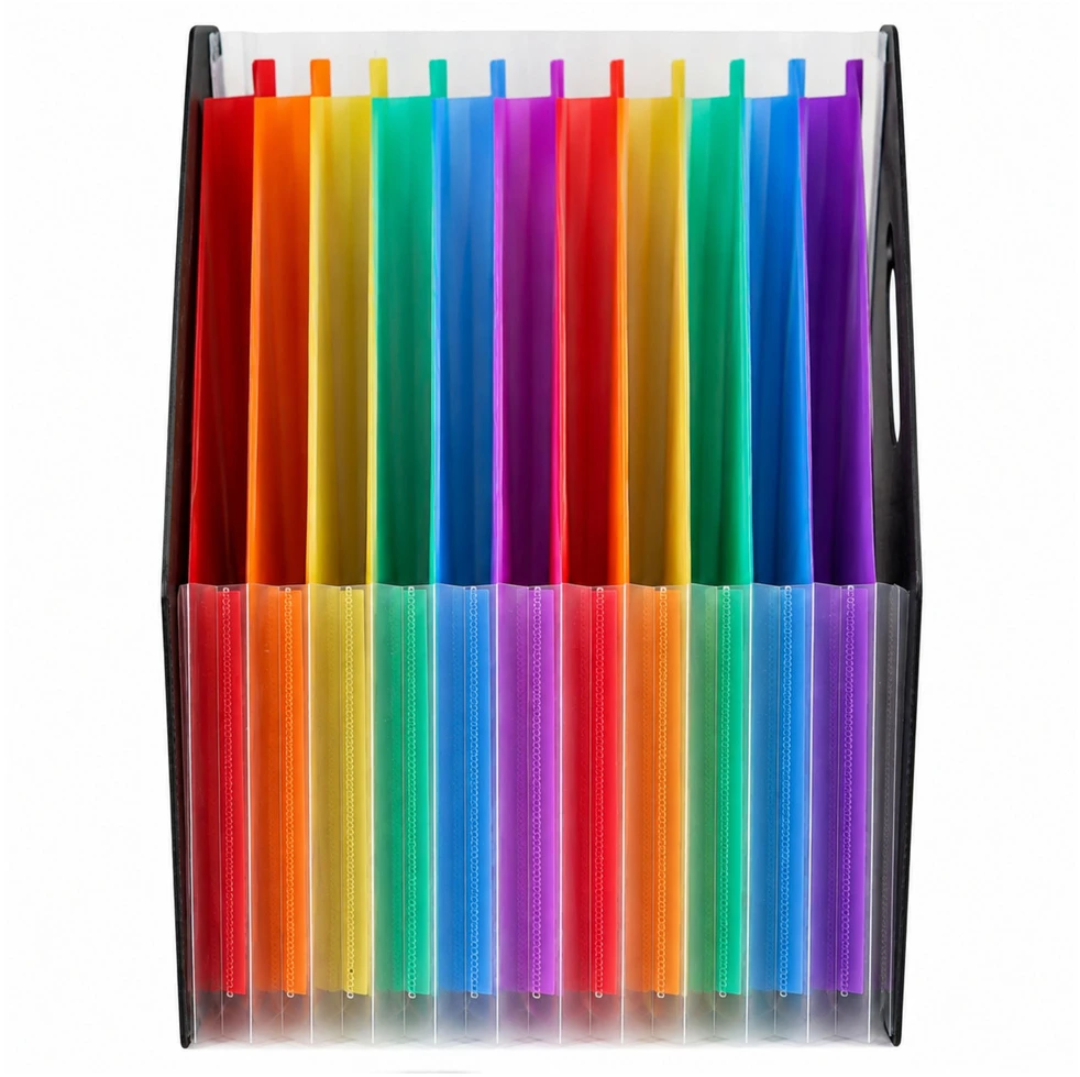 Lean Folder Organizer for Office Documents, 13 Compartments, A4, Juodas