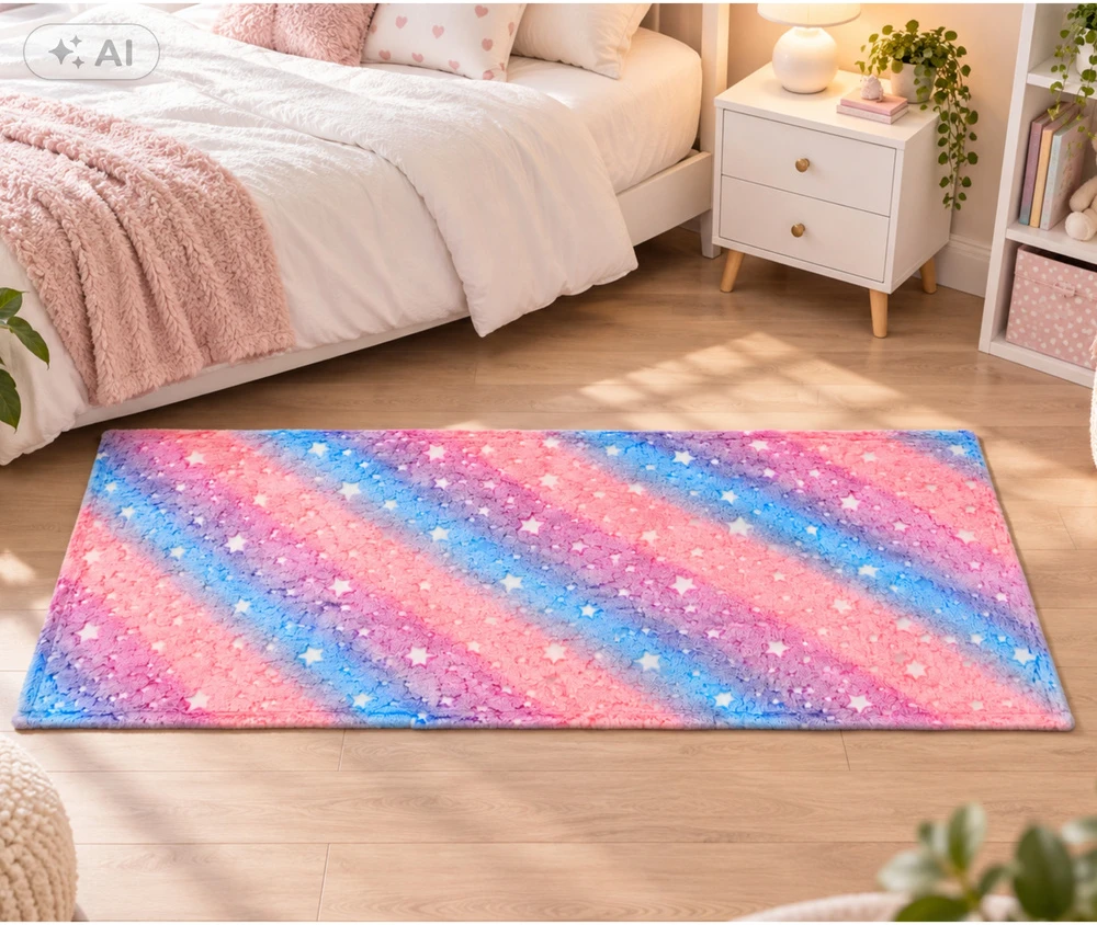 Lean Dywan Świecący W Ciemności Gwiazdki Dla Dzieci Kolorowy Pastelinis 160x80cm