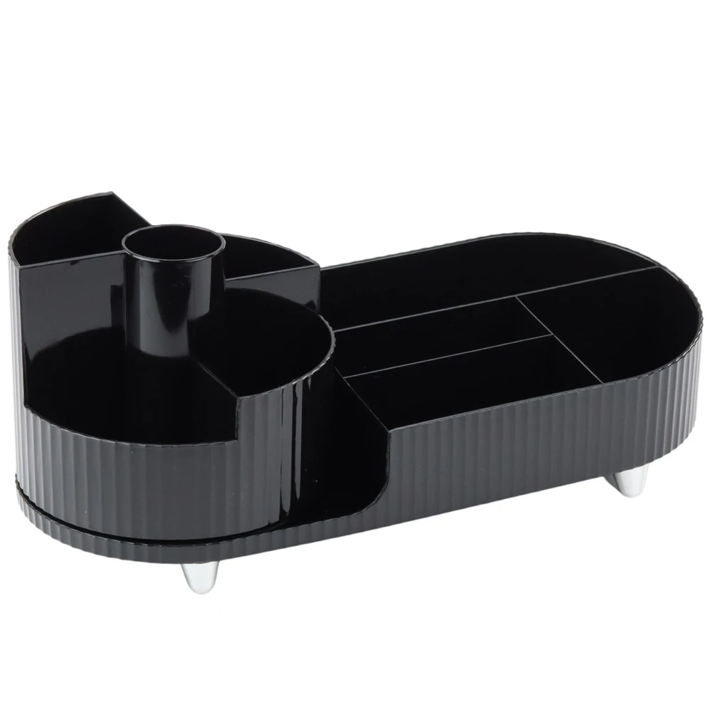 Lean Dėklas kosmetikai ir biuro reikmenims, juodas, 360° sukinėjamas, 34.5x14.7x14.3 cm