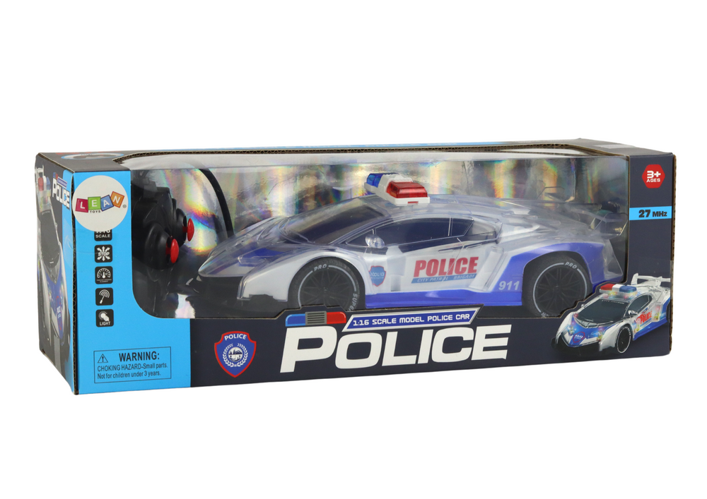 Policyjne Radijo bangomis valdomas policijos automobilis Lean Toys, 1:16