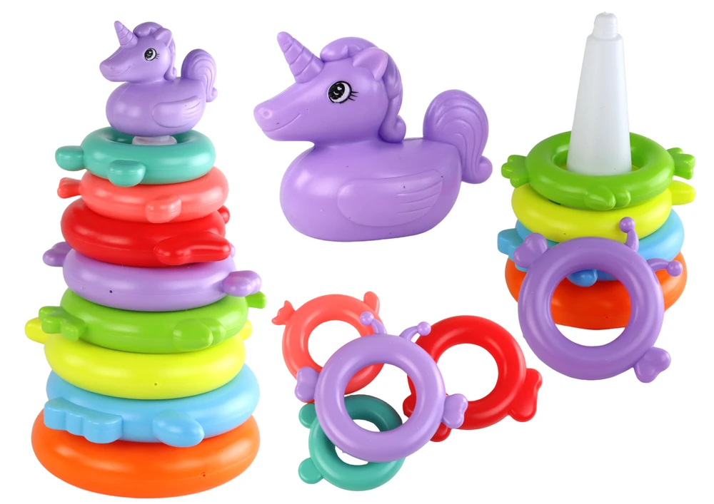 Lean Toys Žaislinė piramidė su žiedais Lea Toys Vienaragis, 29x14x14 cm