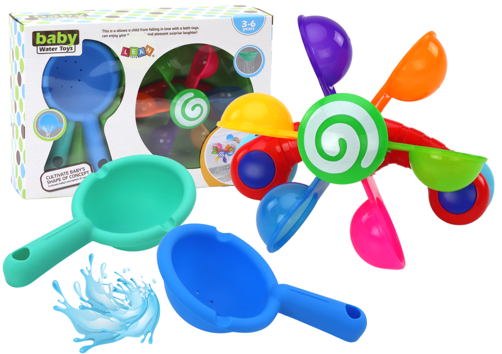 Besisukantis vonios žaislas Lean Toys su spalvingais dubenėliais