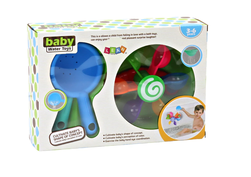Besisukantis vonios žaislas Lean Toys su spalvingais dubenėliais