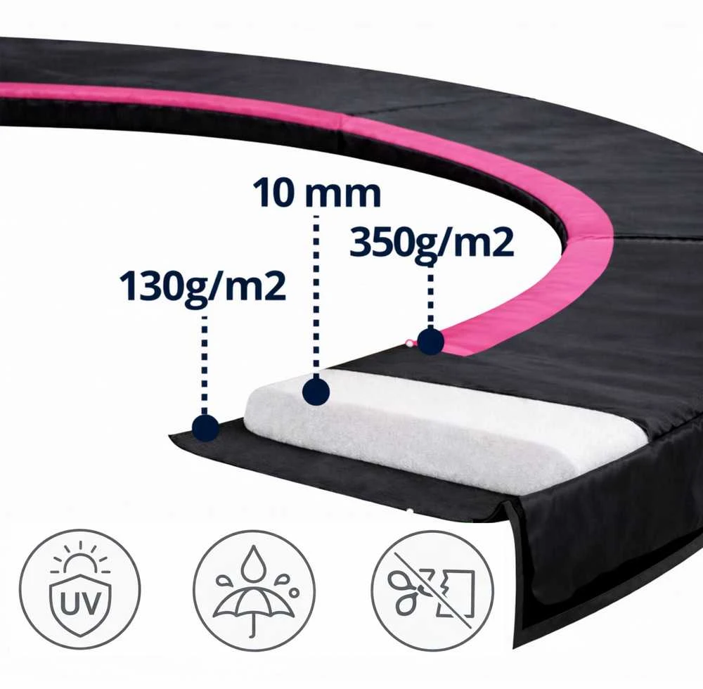 Batuto spyruoklių apsauga Lean Sport Max 244 cm, juoda/rožinė