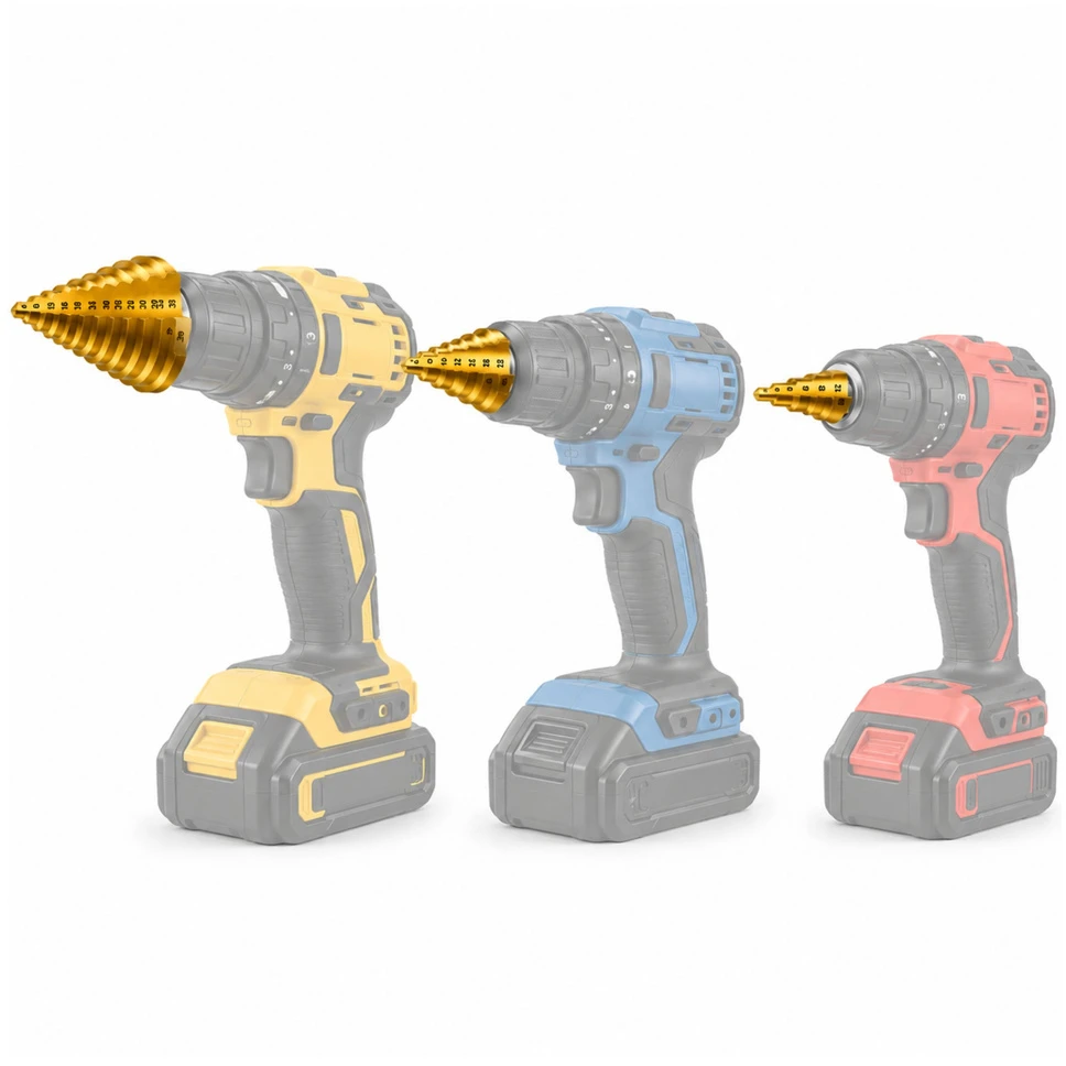 Lean Tapered Step Drill Bits for Metal, Wood, Plastic, and Sheet Metal (4–39 mm)