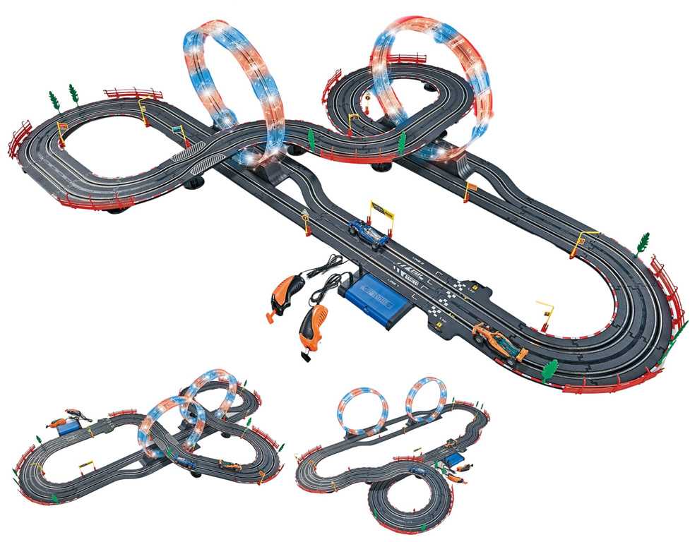 Lean Toys Lenktynių trasa su apšvietimu 3in1 560 cm