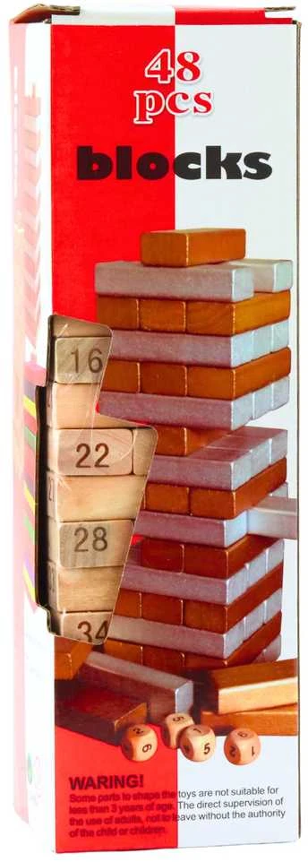 Dėlionė Lean Toys Žaidimas griūvantis bokštas Wood toys, 54 det