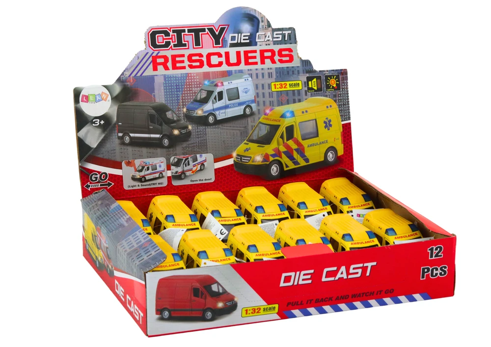 Lean Toys Geltona Greitoji Pagalba Modelis 1:32 su Šviesomis ir Garsais