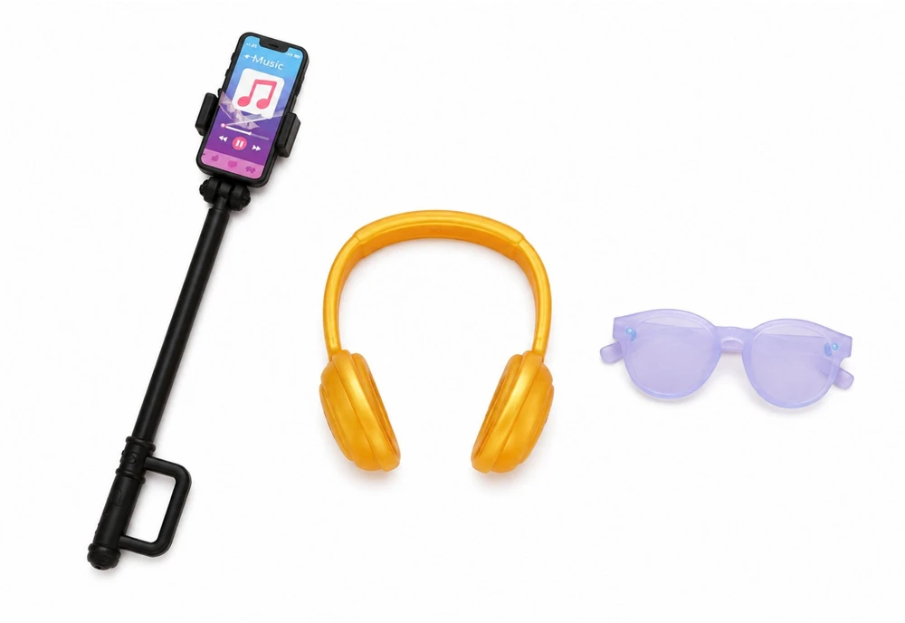 Lean Toys Lėlės ir automobilio rinkinys „Anlily“ su priedais, violetinis, 30 cm
