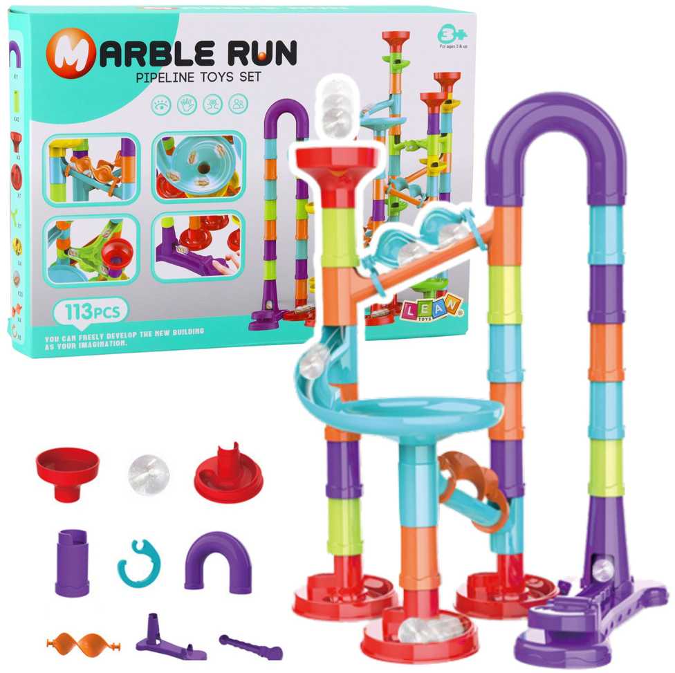 Lean Toys Spalvinga rutuliukų trasa 113 dalių rinkinys