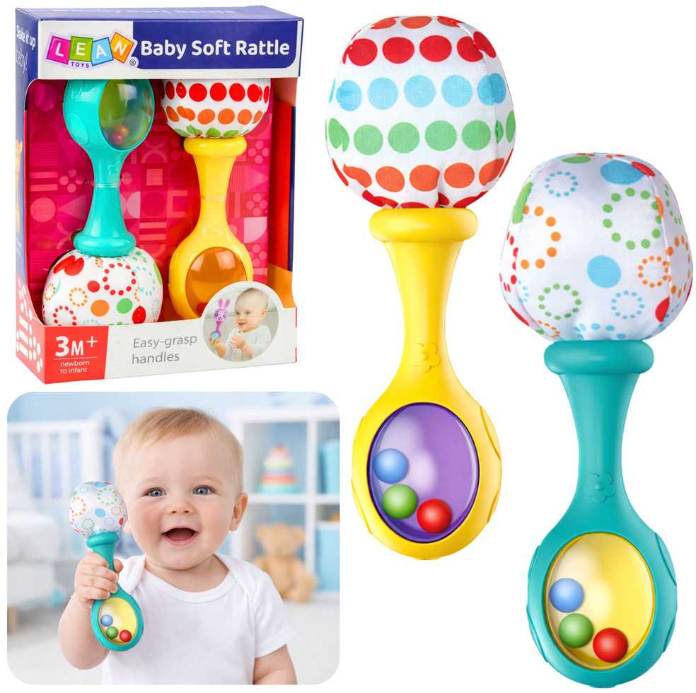 Lean Toys Sensorinių Barškučių Rinkinys su Minkštu Kamuoliuku