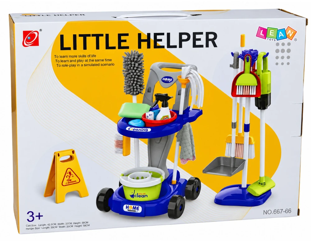 Lean Toys Rinkinys Do Sprzątania Dla Dzieci Vežimėlis Dulkių siurblys Mop Priedai 29 el.