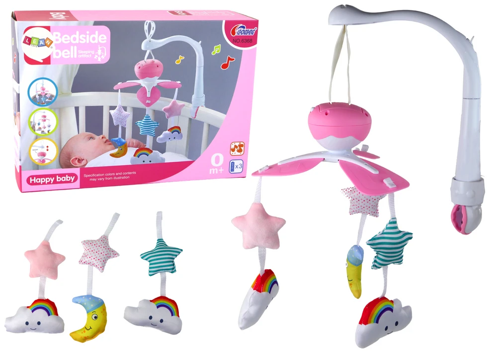 Lean Toys Rožinė vaikiška karuselė su muzika