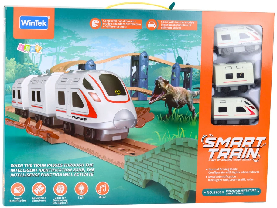 Lean Toys Elektrinis traukinys su dinozaurais, šviesomis ir garsais 76 cm