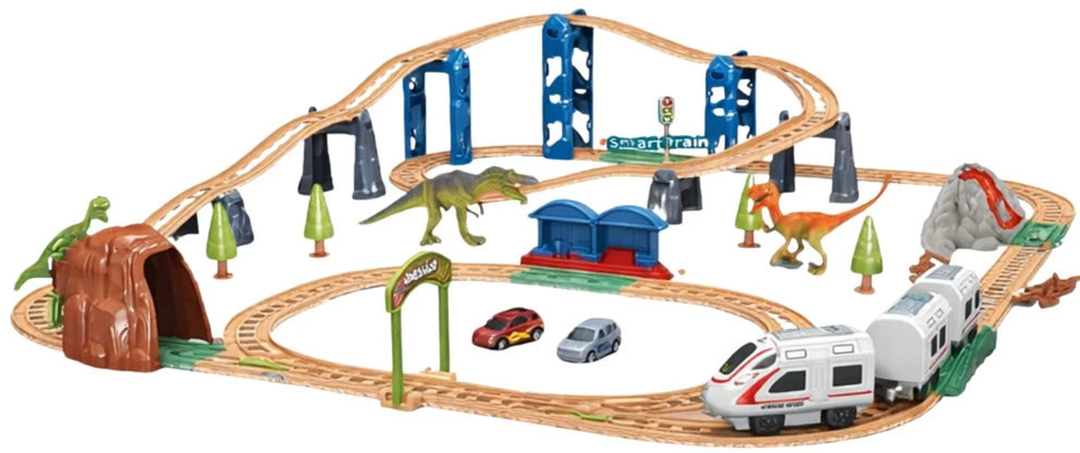 Lean Toys Elektrinis traukinys su dinozaurais, šviesomis ir garsais 76 cm