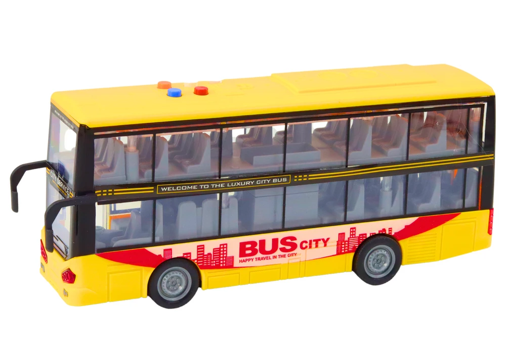 Lean Toys Geltonas dviaukštis autobusas 1:16