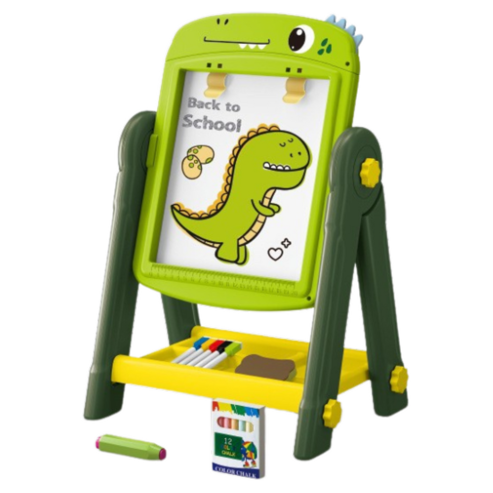 Lean Toys Dvipusė magnetinė lenta vaikams su stoveliu, 49x34x26 cm, žalia