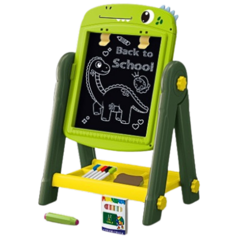 Lean Toys Dvipusė magnetinė lenta vaikams su stoveliu, 49x34x26 cm, žalia